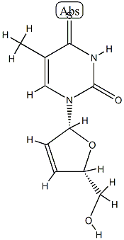 3,4-ジヒドロ-5-メチル-1-(2,3-ジデオキシ-β-D-glycero-ペンタ-2-エノフラノシル)-4-チオキソピリミジン-2(1H)-オン 化学構造式