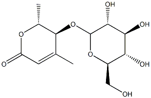 (5S,6R)-5-(β-D-Glucopyranosyloxy)-5,6-dihydro-4,6-dimethyl-2H-pyran-2-one Structure