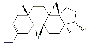 17β-ヒドロキシ-5α-アンドロスタ-2-エン-2-カルボアルデヒド 化学構造式