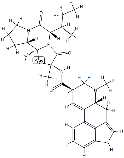 12'-ヒドロキシ-2'-メチル-5'α-[(S)-1-メチルプロピル]エルゴタマン-3',6',18-トリオン 化学構造式