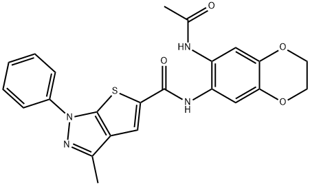 1H-Thieno[2,3-c]pyrazole-5-carboxamide,N-[7-(acetylamino)-2,3-dihydro-1,4-benzodioxin-6-yl]-3-methyl-1-phenyl-(9CI) 结构式