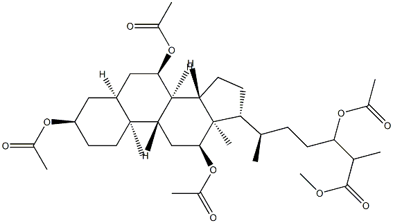 3α,7α,12α,24-Tetrakis(acetyloxy)-5β-cholestan-26-oic acid methyl ester Structure