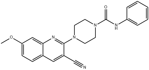 1-Piperazinecarboxamide,4-(3-cyano-7-methoxy-2-quinolinyl)-N-phenyl-(9CI) 结构式