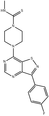 1-Piperazinecarbothioamide,4-[3-(4-fluorophenyl)isothiazolo[4,5-d]pyrimidin-7-yl]-N-methyl-(9CI) 结构式