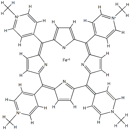tetrakis(N-methyl-4-pyridinium)yl-porphine iron(III) complex 结构式