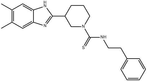 1-Piperidinecarbothioamide,3-(5,6-dimethyl-1H-benzimidazol-2-yl)-N-(2-phenylethyl)-(9CI) Structure