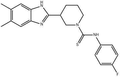 1-Piperidinecarbothioamide,3-(5,6-dimethyl-1H-benzimidazol-2-yl)-N-(4-fluorophenyl)-(9CI) 结构式