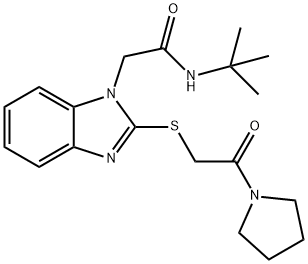 1H-Benzimidazole-1-acetamide,N-(1,1-dimethylethyl)-2-[[2-oxo-2-(1-pyrrolidinyl)ethyl]thio]-(9CI) Structure
