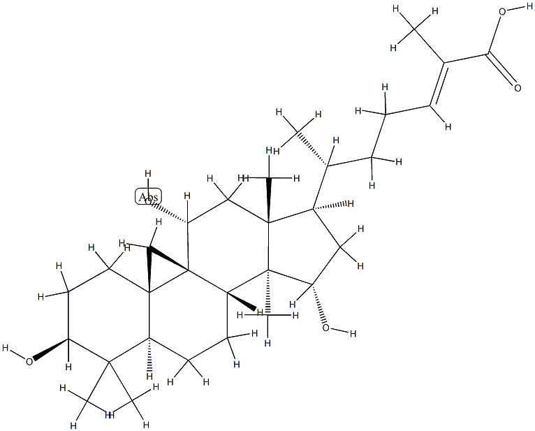 (24E)-3β,11α,15α-Trihydroxy-9β,19-cyclolanost-24-en-26-oic acid 结构式
