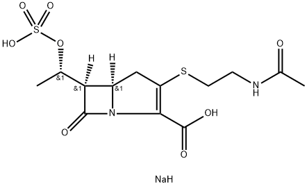 (5R)-3-[[2-(Acetylamino)ethyl]thio]-6α-[(S)-1-(sulfooxy)ethyl]-7-oxo-1-azabicyclo[3.2.0]hept-2-ene-2-carboxylic acid disodium salt Structure