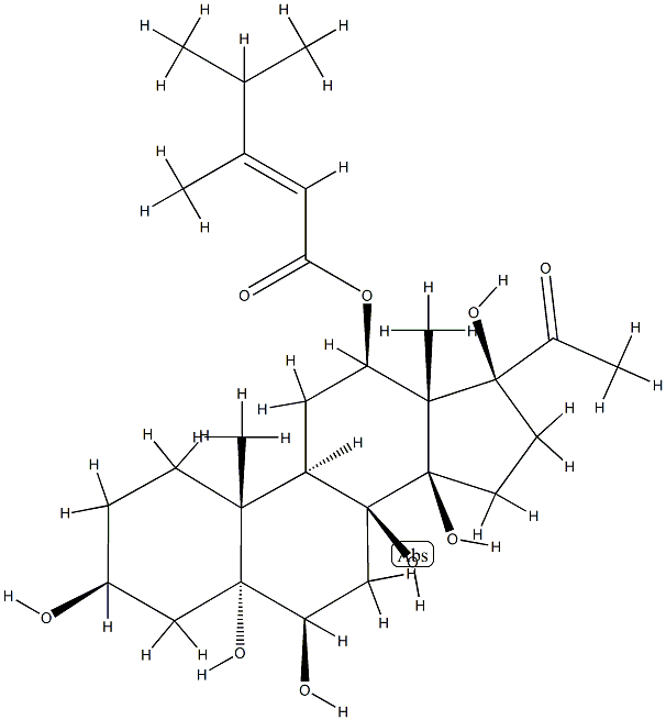 (17S)-12β-[(3,4-Dimethyl-1-oxo-2-pentenyl)oxy]-3β,5,6β,8,14β,17-hexahydroxy-5α-pregnan-20-one Struktur