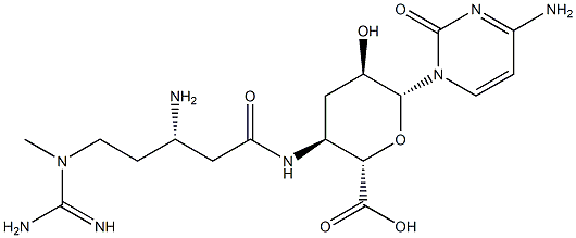 4-[[(S)-3-Amino-5-(1-methylguanidino)-1-oxopentyl]amino]-1-(4-amino-2-oxo-1(2H)-pyrimidinyl)-1,3,4-trideoxy-β-D-ribo-hexopyranuronic acid Struktur