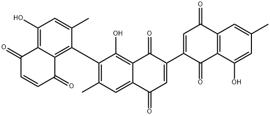 1',4,8''-Trihydroxy-2,3',6''-trimethyl-1,2':7',2''-ternaphthalene-1'',4'',5,5',8,8'-hexone Struktur