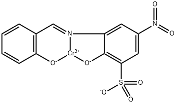 [2-hydroxy-3-[[(2-hydroxyphenyl)methylene]amino]-5-nitrobenzene-1-sulphonato(3-)-N3,O2,O3]chromium Structure