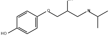 rac-4-[(R*)-2-ヒドロキシ-3-(イソプロピルアミノ)プロポキシ]フェノール 化学構造式