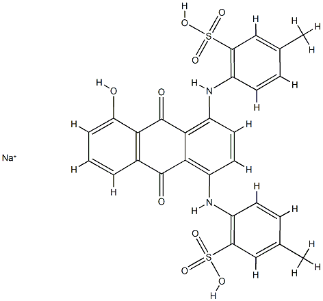 2,2'-[(9,10-Dihydro-5-hydroxy-9,10-dioxoanthracene-1,4-diyl)diimino]bis[5-methylbenzenesulfonic acid sodium] salt 结构式