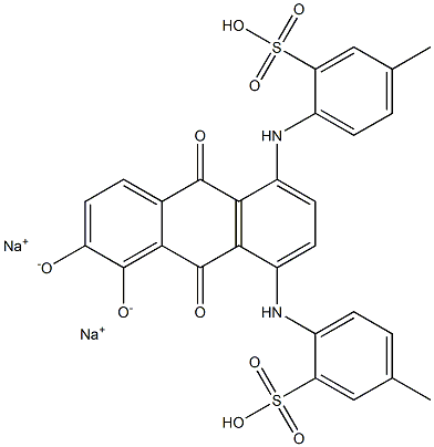 2,2'-[(5,6-Dihydroxy-9,10-dihydro-9,10-dioxoanthracene-1,4-diyl)diimino]bis[5-methylbenzenesulfonic acid sodium] salt Struktur