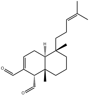 (1S)-1,4,4aα,5,6,7,8,8a-オクタヒドロ-5,8aβ-ジメチル-5α-(4-メチル-3-ペンテニル)ナフタレン-1α,2-ジカルボアルデヒド 化学構造式
