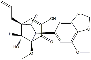 (1R,8-syn)-3,8-Dihydroxy-1-methoxy-7β-(7-methoxy-1,3-benzodioxol-5-yl)-6α-methyl-5α-allylbicyclo[3.2.1]oct-3-en-2-one 结构式