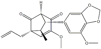(1S)-3-Methoxy-7β-(7-methoxy-1,3-benzodioxol-5-yl)-6α-methyl-5α-allylbicyclo[3.2.1]oct-3-ene-2,8-dione 结构式