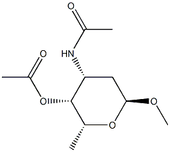 Methyl 3-(acetylamino)-4-O-acetyl-2,3,6-trideoxy-α-D-lyxo-hexopyranoside Struktur