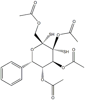 .beta.-D-Glucopyranose, 1-deoxy-1-(phenyldithio)-, tetraacetate Structure