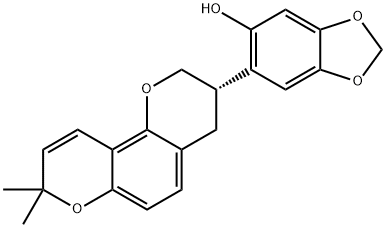 6-[(S)-3,4-Dihydro-8,8-dimethyl-2H,8H-benzo[1,2-b:3,4-b']dipyran-3-yl]-1,3-benzodioxol-5-ol 结构式