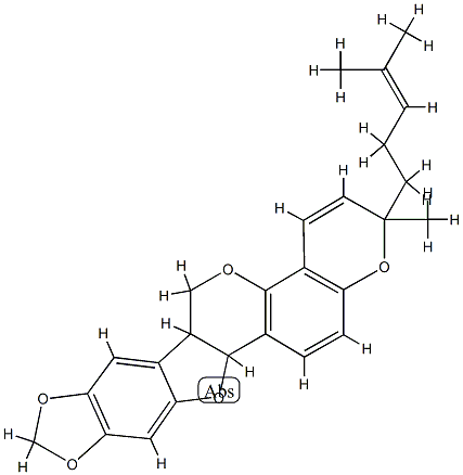 6a,12a-Dihydro-2-methyl-2-(4-methyl-3-pentenyl)-2H,6H-[1,3]dioxolo[5,6]benzofuro[3,2-c]pyrano[2,3-h][1]benzopyran 结构式