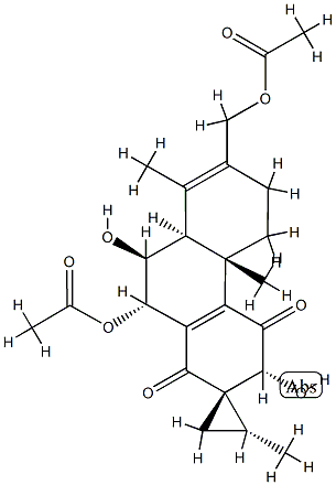 (1S,2S)-10'β-Acetoxy-7'-acetoxymethyl-4'b,5',6',8'aβ,9',10'-hexahydro-3'β,9'α-dihydroxy-2,4'bα,8'-trimethylspiro[cyclopropane-1,2'(1'H)-phenanthrene]-1',4'(3'H)-dione 结构式