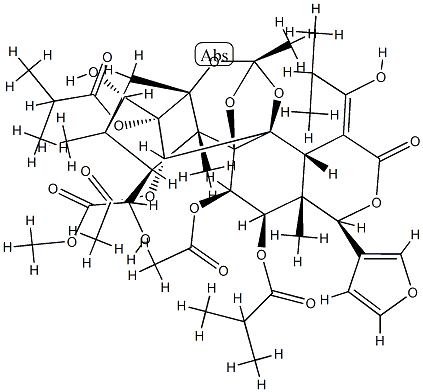 11α-Acetoxy-6-hydroxy-15-(1-hydroxy-2-methylpropylidene)-12α-(2-methylpropanoyloxy)phragmalin 30-acetate 2-(2-methylpropanoate) 结构式