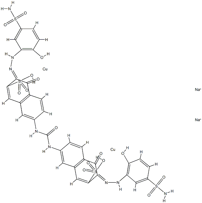 Cuprate(2-), [μ-[[7,7'-(carbonyldiimino) bis[3-[[5-(aminosulfonyl)-2-hydroxyphenyl]azo ]-4-hydroxy-2-naphthalenesulfonato]](6-)]]di-, disodium Structure
