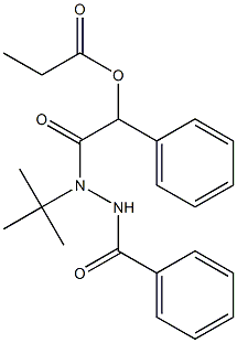 N-(1,1-Dimethylethyl)-N'-benzoyl-α-(1-oxopropoxy)benzeneacetohydrazide 结构式