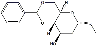 1-O-Methyl-4-O,6-O-benzylidene-2-deoxy-α-D-arabino-hexopyranose Struktur