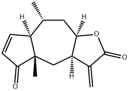 (3aR)-2,3,3aα,4,4a,5,7aα,8,9,9aα-デカヒドロ-4aβ,8α-ジメチル-3-メチレンアズレノ[6,5-b]フラン-2,5-ジオン 化学構造式