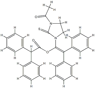 α-Phenylbenzeneacetic acid 1-(3-acetyl-2-thioxoimidazolidin-1-yl)-2,2-diphenylethenyl ester Structure