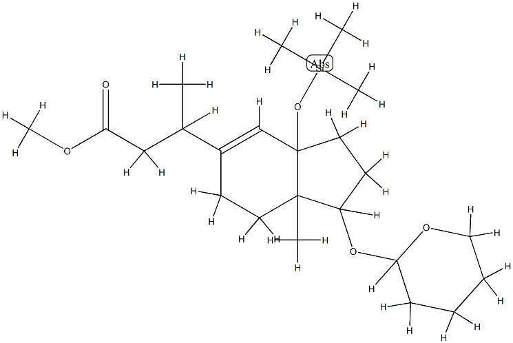 2,3,3a,6,7,7a-ヘキサヒドロ-β,7a-ジメチル-1-[(テトラヒドロ-2H-ピラン-2-イル)オキシ]-3a-[(トリメチルシリル)オキシ]-1H-インデン-5-プロパン酸メチル 化学構造式