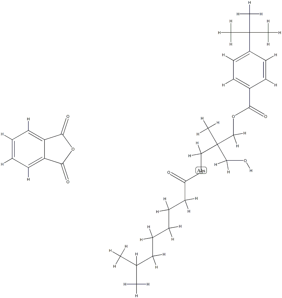 1,3-异苯并呋喃二酮与2-(羟甲基)-2-甲基-1,3-丙二醇、苯甲酸-4-(1,1-二甲基乙基)酯的聚合物的异壬酸酯, 67989-05-3, 结构式