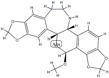 8β-メトキシ-2,3:10,11-ビス[メチレンビス(オキシ)]レアダン 化学構造式