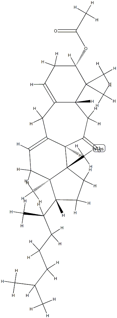 3β-(アセチルオキシ)-B(9a)-ホモ-19-ノル-5α-ラノスタ-1(10),9(11)-ジエン-7-オン 化学構造式