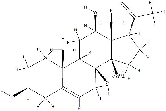 (14β,17α)-3β,8,12β,14-テトラヒドロキシプレグナ-5-エン-20-オン 化学構造式
