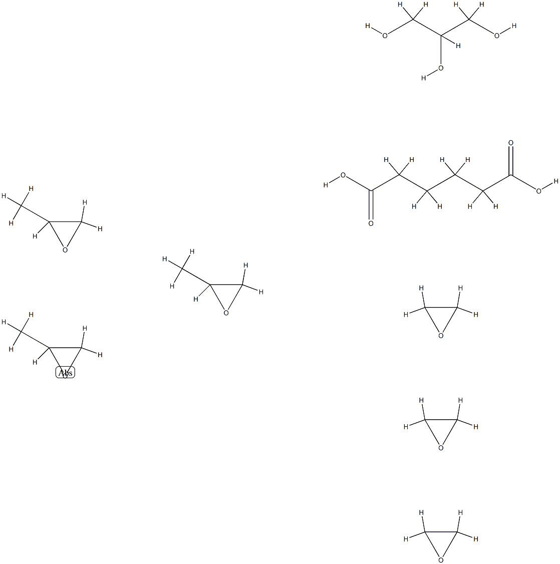 Hexanedioic acid, polymer with methyloxirane polymer with oxirane ether with 1,2,3-propanetriol Structure