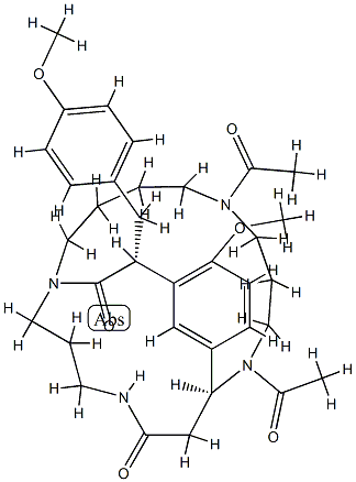 (11S,17R)-6,10-Diacetyl-15-methoxy-17-[(4-methoxyphenyl)methyl]-1,6,10,22-tetraazatricyclo[9.7.6.112,16]pentacosa-12,14,16(25)-triene-18,23-dione 结构式