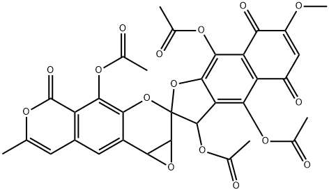 3,4,4',9-Tetrakis(acetyloxy)-1'a,9'b-dihydro-7-methoxy-7'-methylspiro[naphtho[2,3-b]furan-2(3H),2'(5'H)-oxireno[d]benzo[1,2-b:5,4-c']dipyran]-5,5',8-trione 结构式
