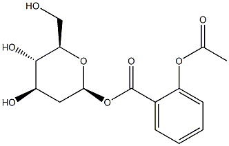 1-O-(2'-acetoxy)benzoyl-alpha-deoxyglucopyronse Struktur
