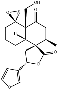 (3R,5S,5'R)-5-(3-Furyl)-2',3',4,5,6',7',8',8'aβ-octahydro-4'aα-hydroxymethyl-2'α-methyldispiro[furan-3(2H),1'(5'H)-naphthalene-5',2''-oxirane]-2,4'(4'aH)-dione Struktur