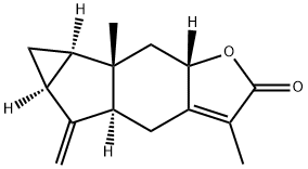 (4aS)-4aα,5,5aα,6,6aα,6b,7,7aβ-オクタヒドロ-3,6bβ-ジメチル-5-メチレンシクロプロパ[2,3]インデノ[5,6-b]フラン-2(4H)-オン 化学構造式