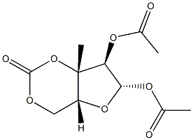 3-C-メチル-β-D-キシロフラノース1,2-ジアセタート3,5-カルボナート 化学構造式