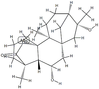 (4R,9α)-6α,10,16-Trihydroxy-9-methyl-20-norkaurane-18-oic acid 18,10-lactone Struktur