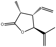(3R)-4,5-ジヒドロ-3α-メチル-5β-(1-メチルビニル)-4α-ビニルフラン-2(3H)-オン 化学構造式