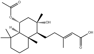 (E)-5-[(1S,4aβ)-4β-(Acetyloxy)decahydro-2β-hydroxy-2,5,5,8aα-tetramethylnaphthalen-1-yl]-3-methyl-2-pentenoic acid Structure